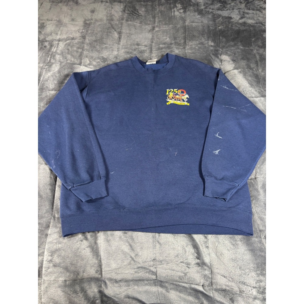 Vintage Oneita Sacramento Fire Dept 125th Anniversary Navy Sweatshirt‎ Mens XL